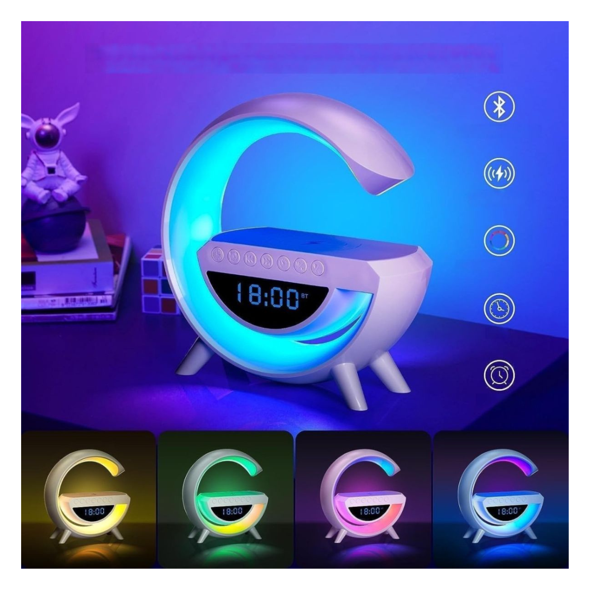 Altavoz Bluetooth Con Reloj y Cargador.